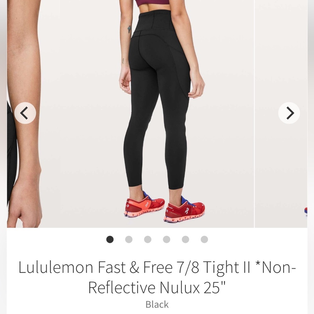 Lululemon Fast & Free 7/8 Tight II *Non-Reflective Nulux 25"
Black